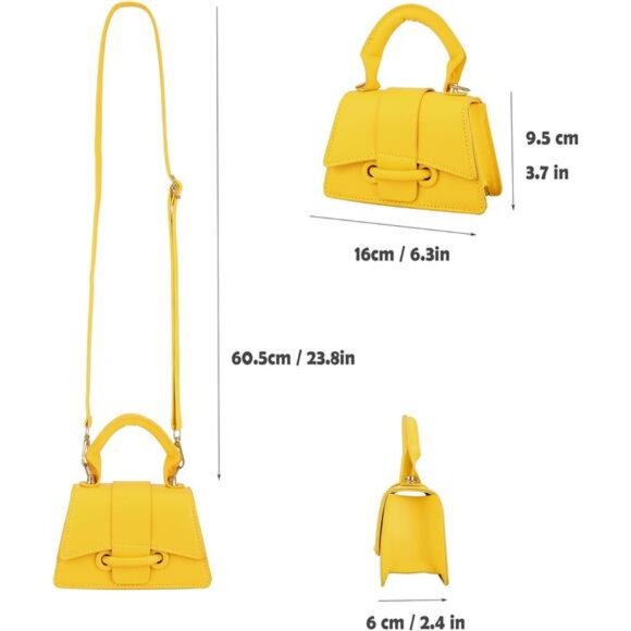 Mini Crossbody PU Leather, Shoulder Bag Yellow - Picture 2 of 7